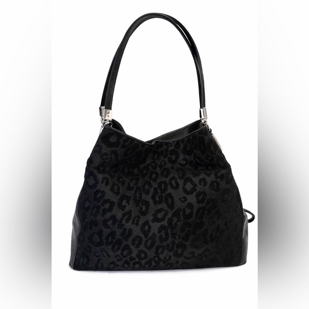 SOLDCoach Madison Phoebe Shoulder Bag Black Ocelot Leopard Print Chenille Leathe - Picture 13 of 13